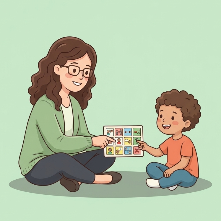 Therapist supporting a child's learning through play